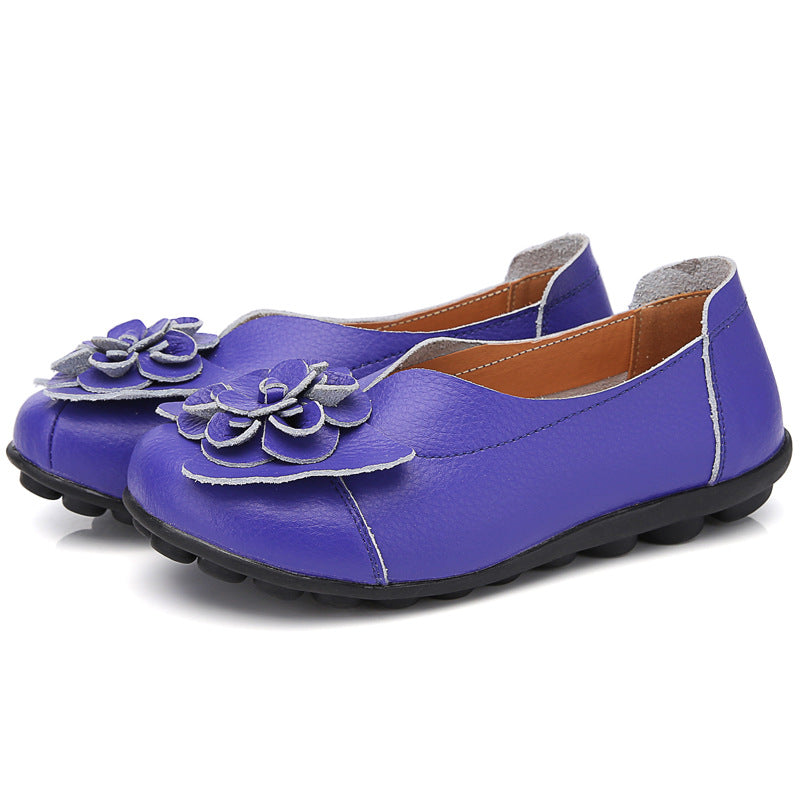 Tiosebon Women's Leather Floral Loafers-1-Purple