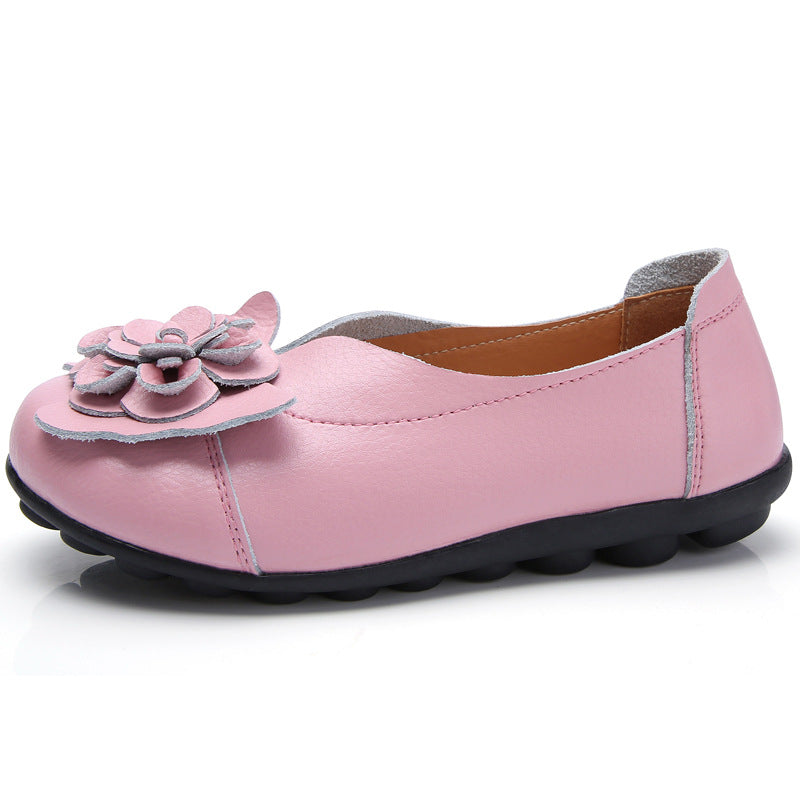 Tiosebon Women's Leather Floral Loafers-1-Pink