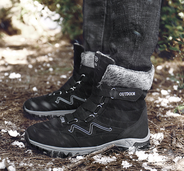 Tiosebon Unisex Outdoor Fur Ankle Boots-Black