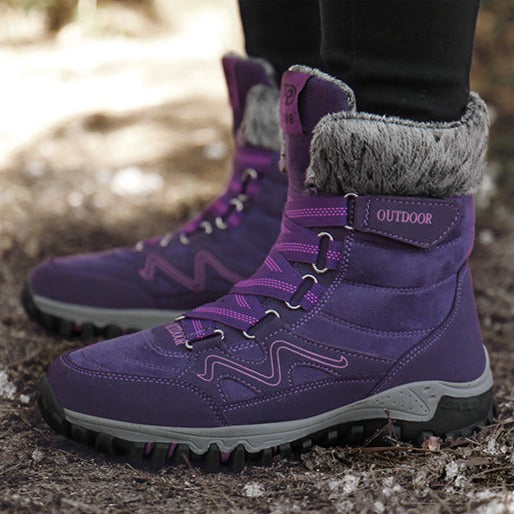 Tiosebon Unisex Outdoor Fur Ankle Boots-Purple