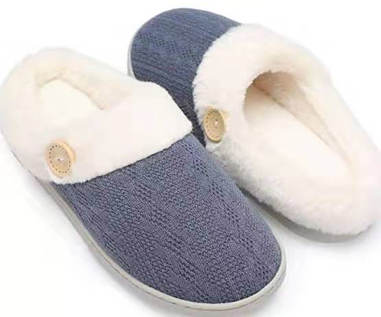 Tiosebon Unisex Memory Foam Soft Cotton Slippers-Blue Gray
