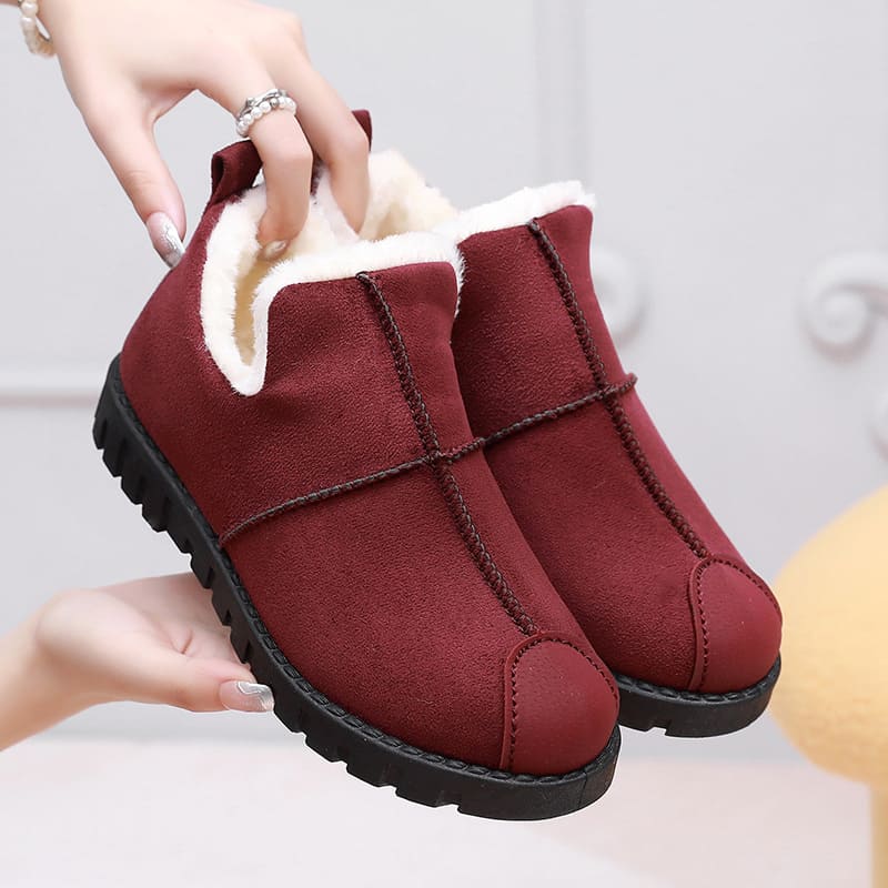 Tiosebon Women's Slip-On Snow Boots-Red