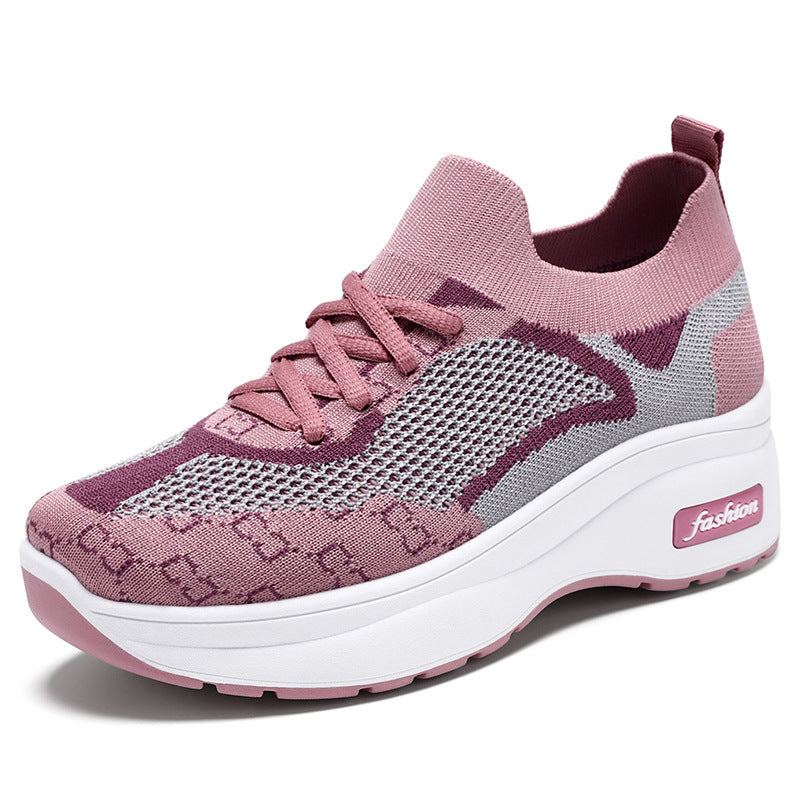 Tiosebon Women's Fashion  Thick Sole Sneakers-Pink