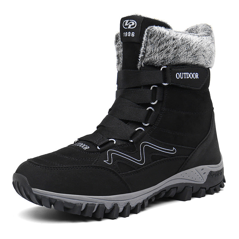 Tiosebon Unisex Outdoor Fur Ankle Boots-Black