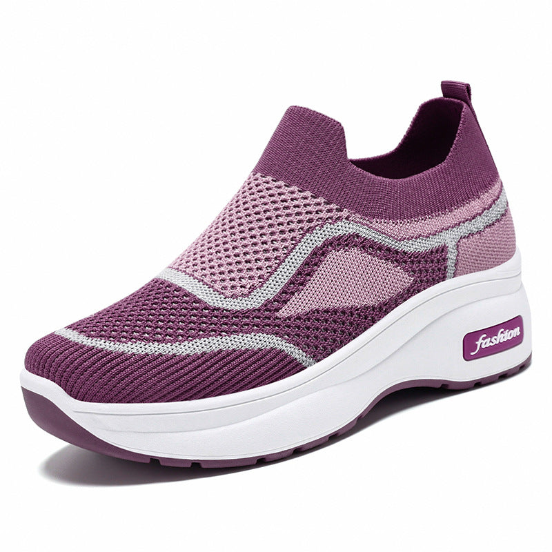 Tiosebon Women's Thick Bottomed  Breathable Sneakers-Purple