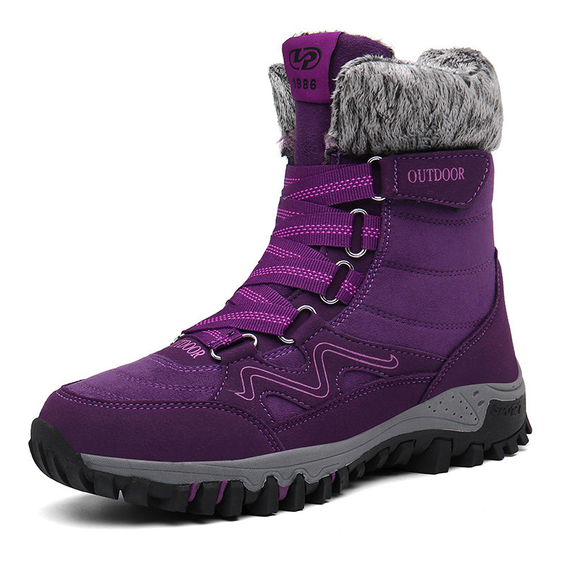 Tiosebon Unisex Outdoor Fur Ankle Boots-Purple