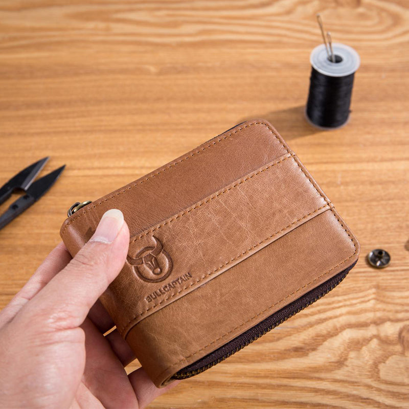 BULLCAPTAIN Genuine Leather RFID Bifold Wallets