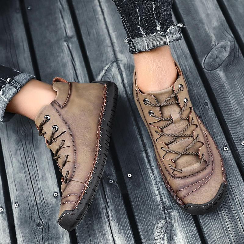 Men's Hand Stitching Microfiber Leather Boots