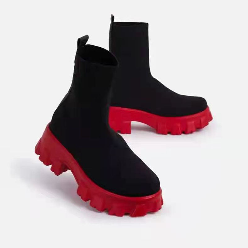 Fashion knitted platform boots