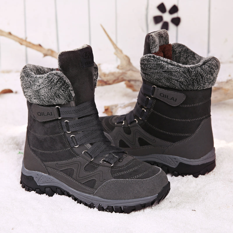 Tiosebon Unisex Outdoor Fur Ankle Boots-Gray