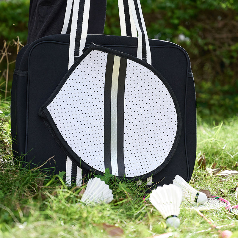 Wide Tennis Bag 4x Rackets Soft Pebble-Grain Waterproof Leather Handmade  Italian