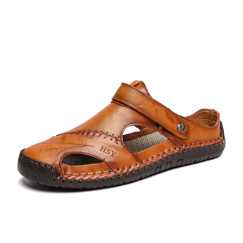 Men's Hand Stitching Hollow Out Leather Sandals